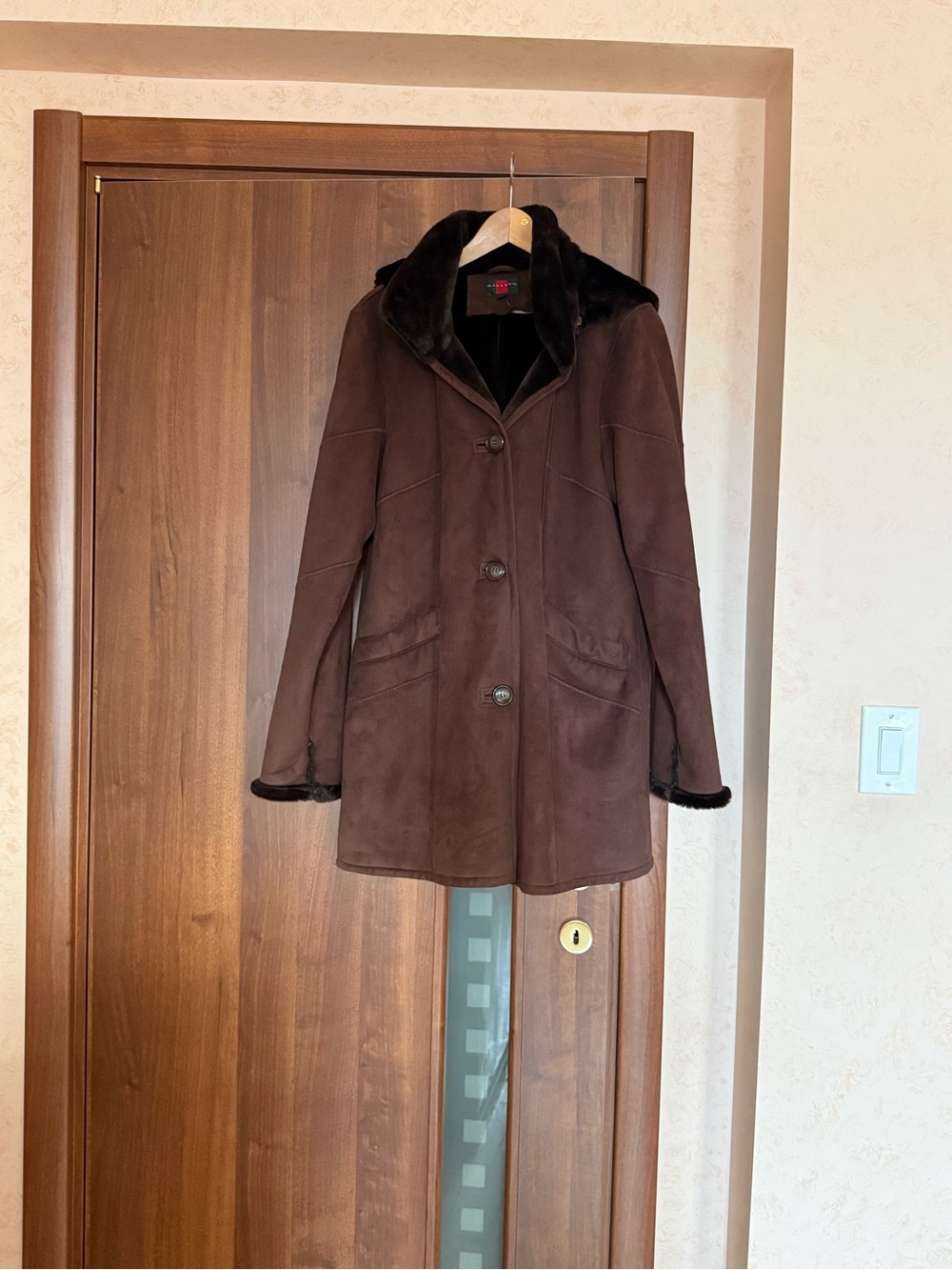 Vintage Y2K Gallery Brown Faux Shearling Rancher Barn Coat Size M